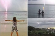 风暴雷电袭击澳洲珀斯 大胆男女嬉水懒理雷劈海中